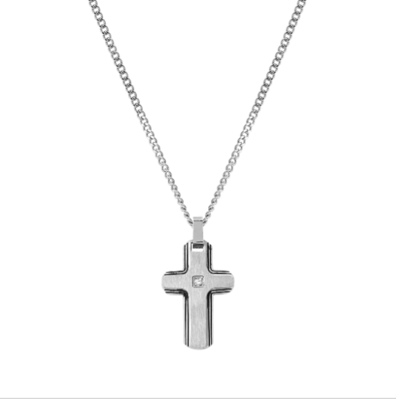 Collana strong diamond croce con diamantino bianco