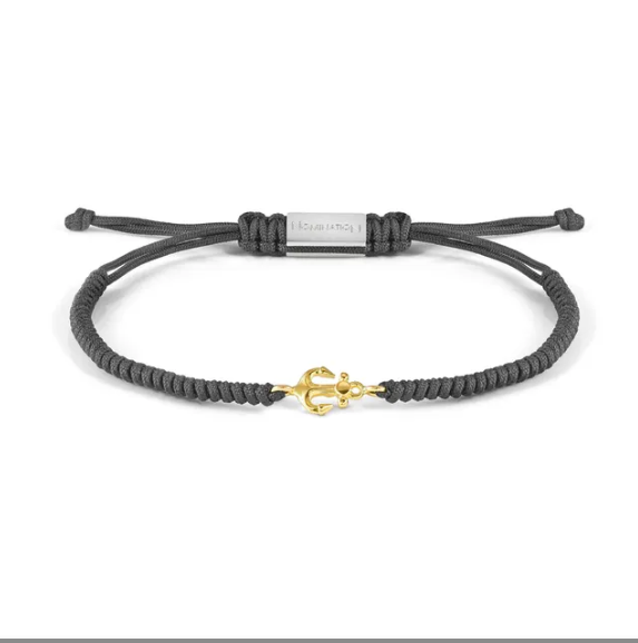 Bracciale Uomo Refined in Cotone con Ancora in oro 18kt