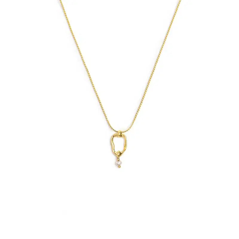 Collana catena serpentine con centrale a forma organica con perla