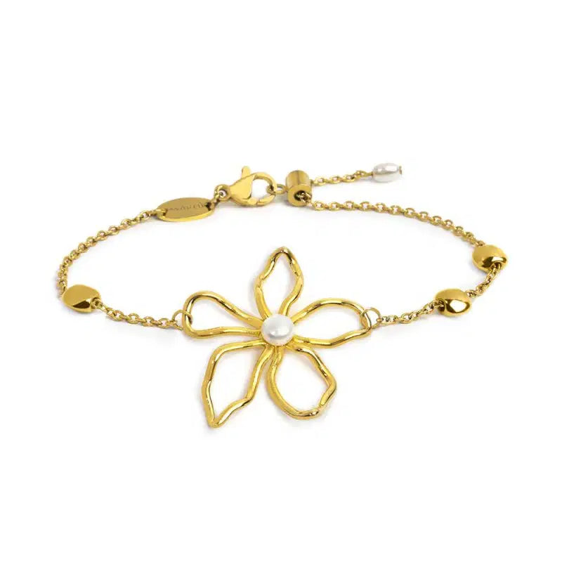 Bracciale fiore con perla centrale
