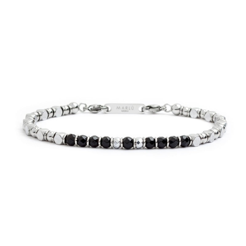 Bracciale in acciaio con ematite con pvd cromo