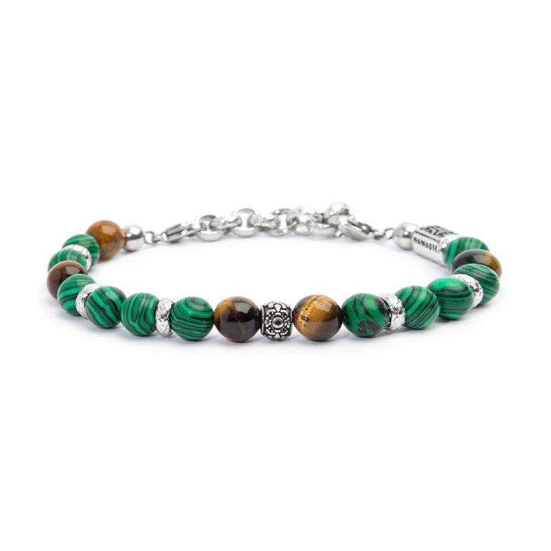 Marlù - Bracciale malachite e occhio di tigre 8mm