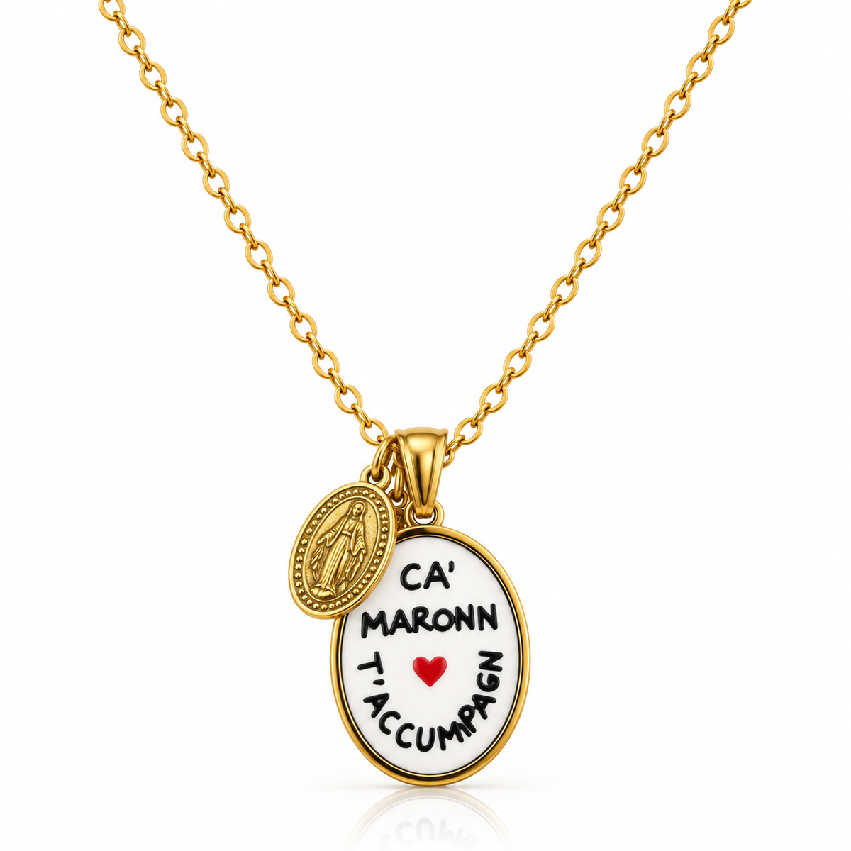 Collana in acciaio “Ca Maronn t'accumpagn"