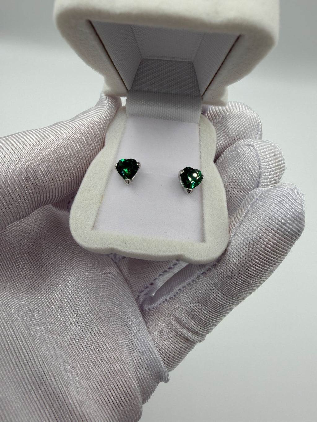 Box Orecchini Argento925 Cuori verde