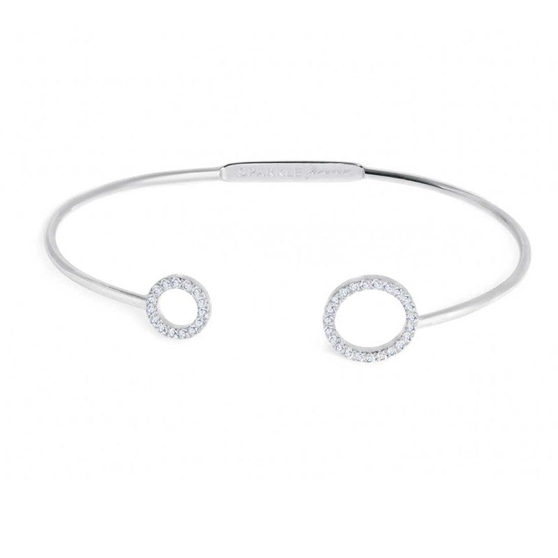 Marlù - Bracciale rigido cerchi con zirconi bianchi