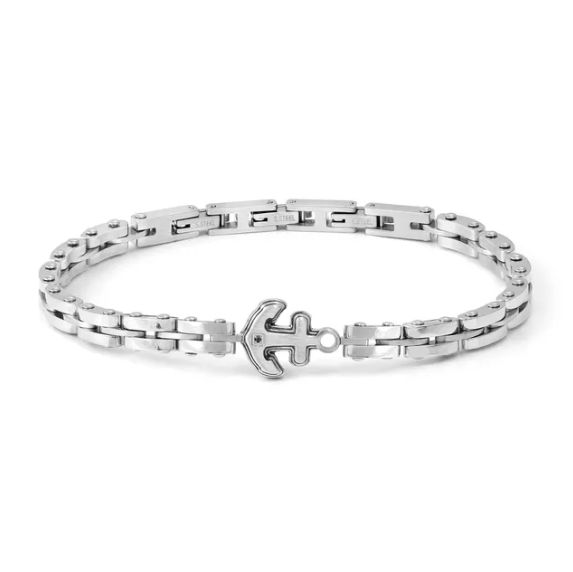 Bracciale strong diamond ancora nero