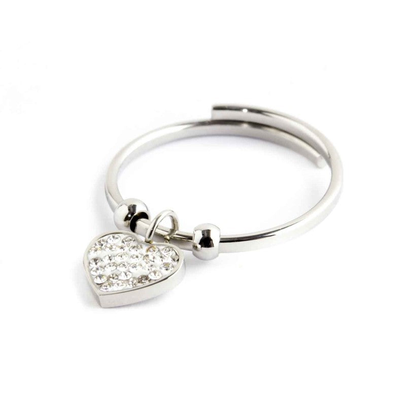 Anello cuore cristalli pendente