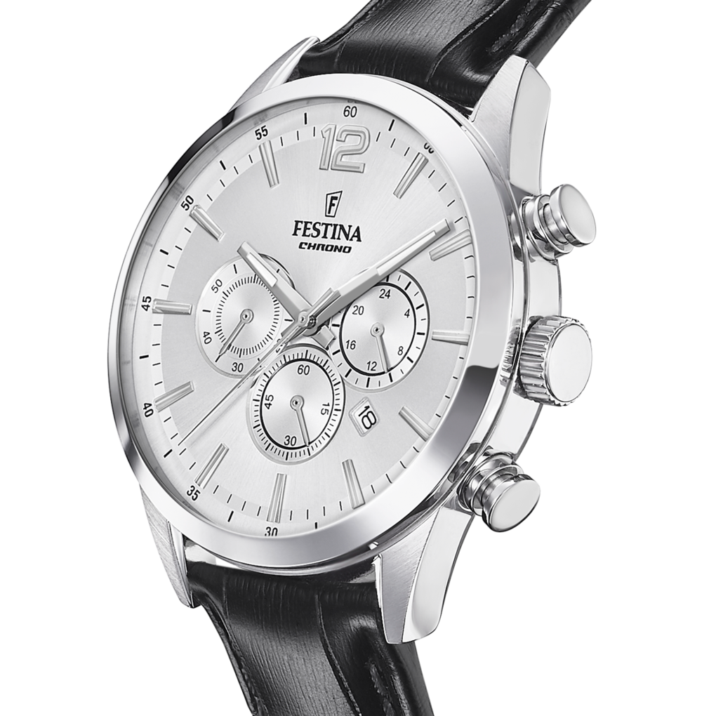 OROLOGIO FESTINA TIMELESS CHRONOGRAPH F20542/1 ARGENTO CON CINTURINO IN PELLE, UOMO