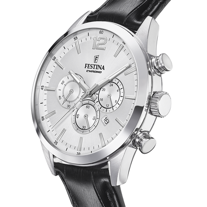 OROLOGIO FESTINA TIMELESS CHRONOGRAPH F20542/1 ARGENTO CON CINTURINO IN PELLE, UOMO