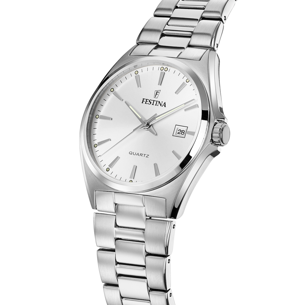 OROLOGIO FESTINA CLASSICS F20552/2 BIANCO CINTURINO IN ACCIAIO, UOMO