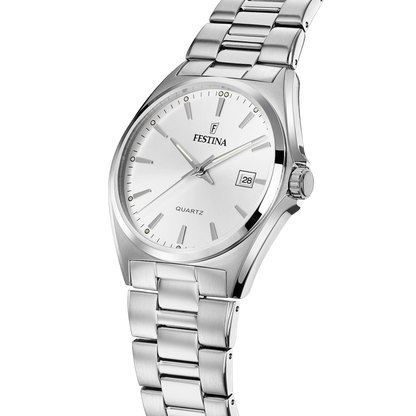 OROLOGIO FESTINA CLASSICS F20552/2 BIANCO CINTURINO IN ACCIAIO, UOMO
