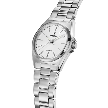 OROLOGIO FESTINA CLASSICS F20553/2 BIANCO CON CINTURINO IN ACCIAIO, DONNA