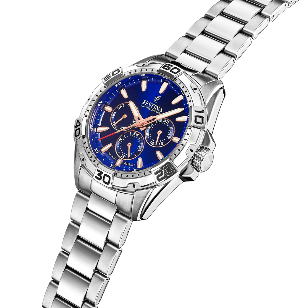 OROLOGIO FESTINA F20623/2 AZZURO CINTURINO IN ACCIAIO INOSSIDABILE 316L, UOMO