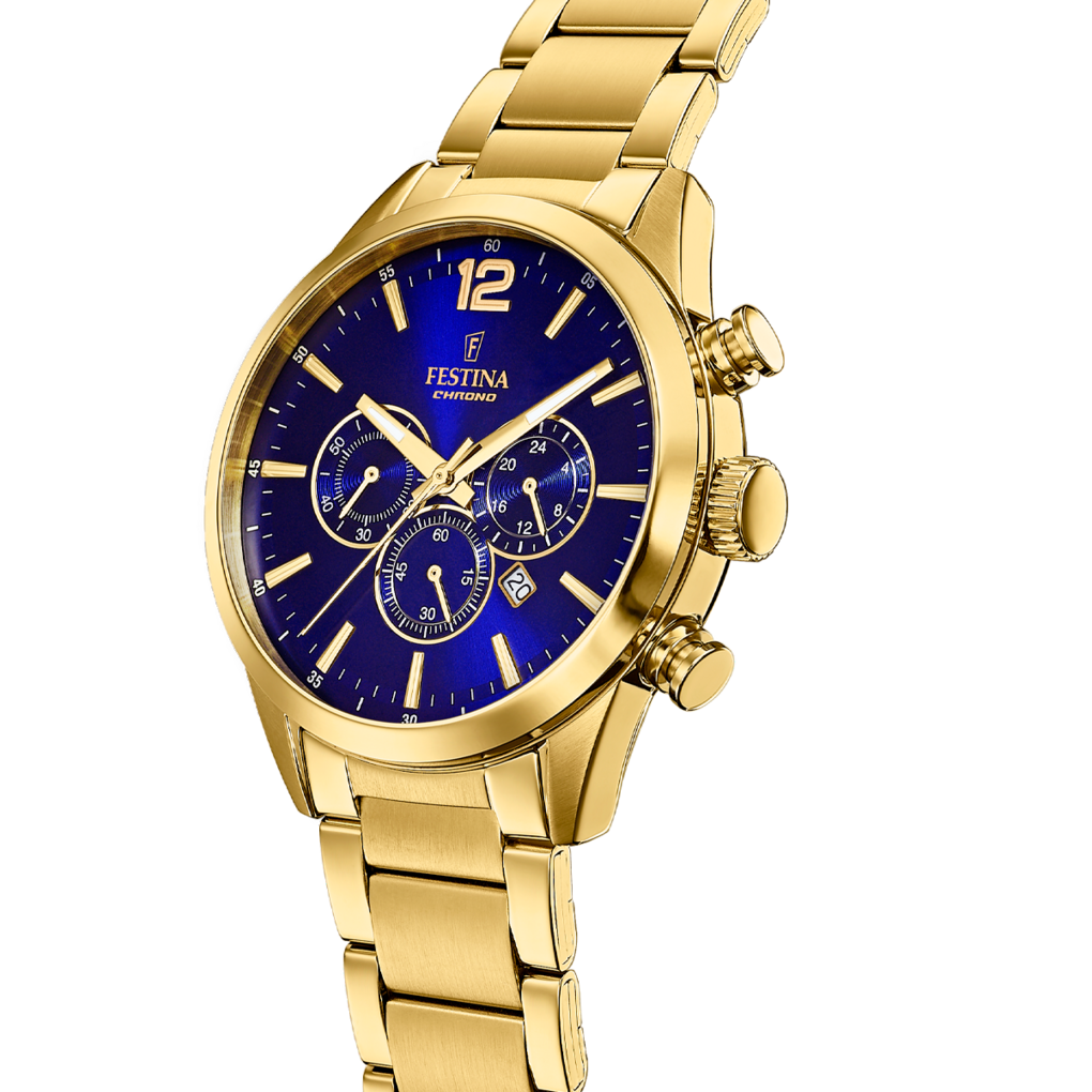 OROLOGIO FESTINA TIMELESS CRONOGRAFO F20633/2 BLU CON CINTURINO IN ACCIAIO INOSSIDABILE 316L, UOMO.