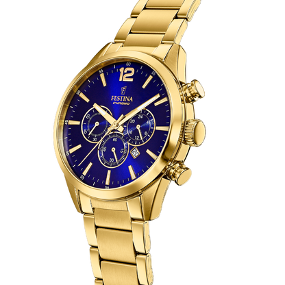 OROLOGIO FESTINA TIMELESS CRONOGRAFO F20633/2 BLU CON CINTURINO IN ACCIAIO INOSSIDABILE 316L, UOMO.