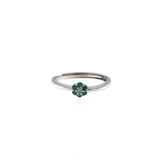 Anello Argento925 Fiore Verde