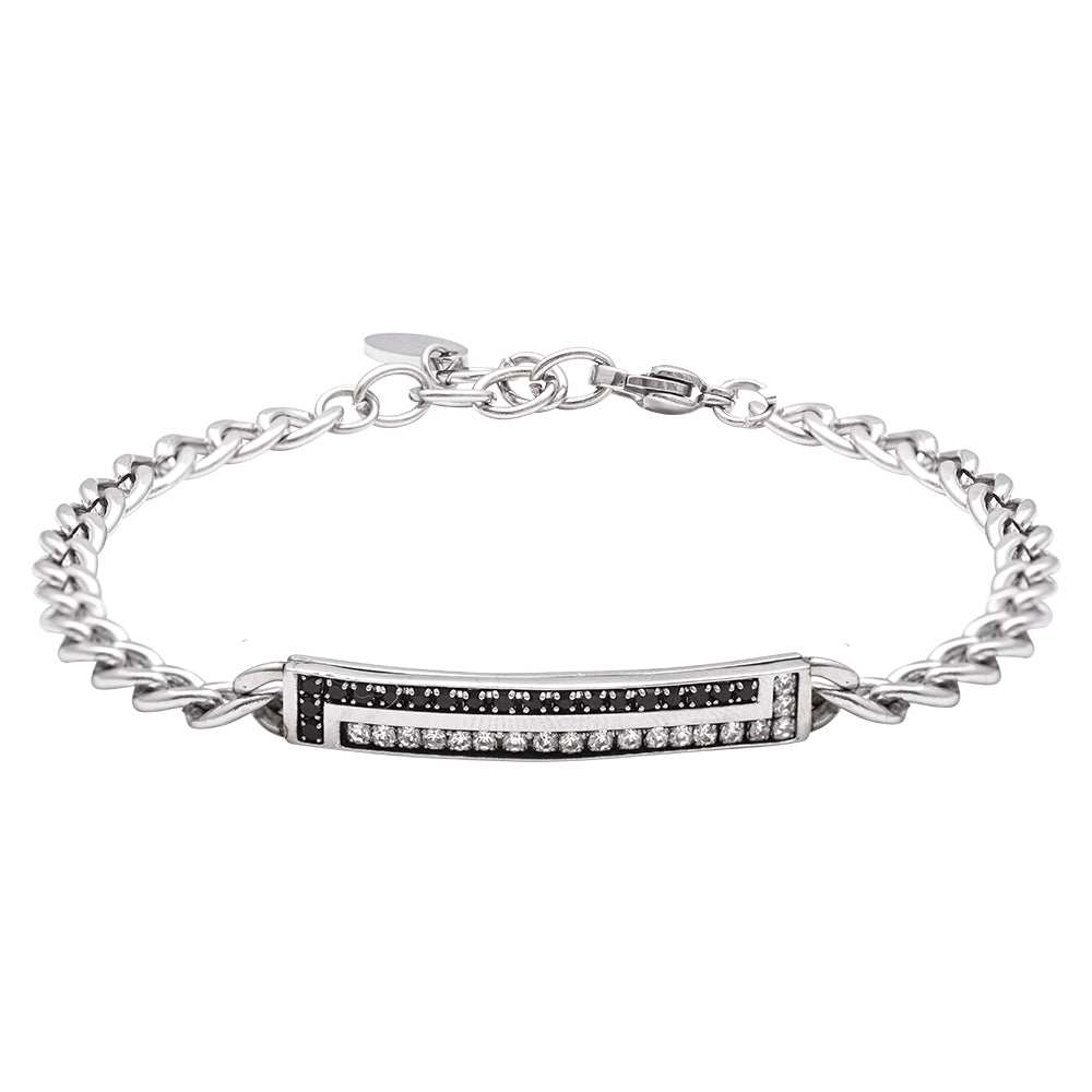 ForYou - Bracciale in Acciaio con Dettagli Lucidi e Inserti Brillanti