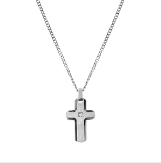 Collana strong diamond croce con diamantino bianco