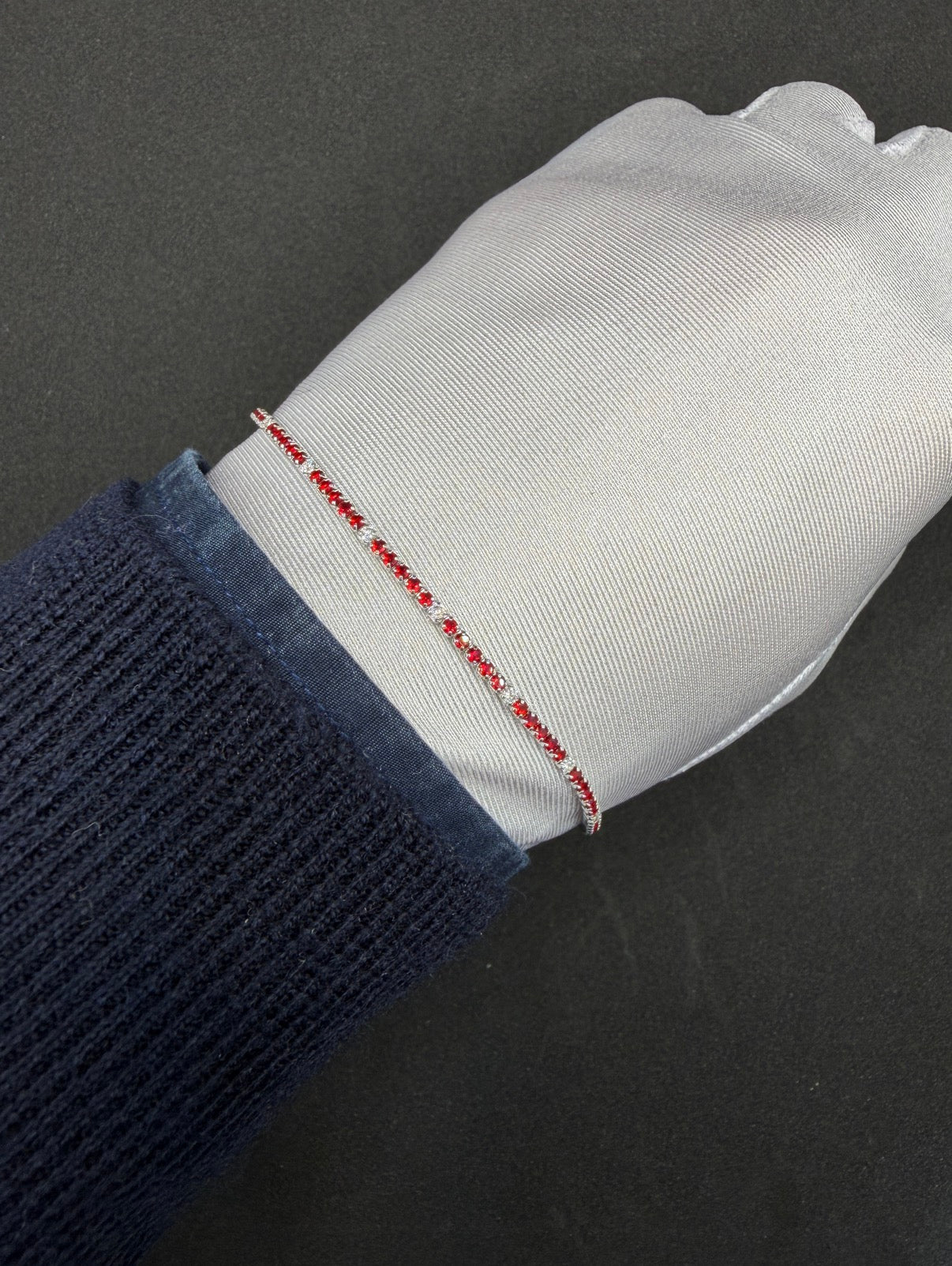 Tennis in Argento925 Rosso e Bianco