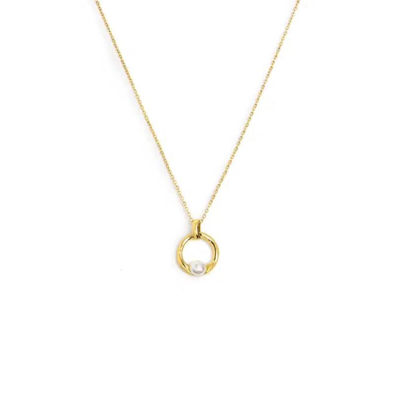 Collana catena con centrale a forma organica con perla