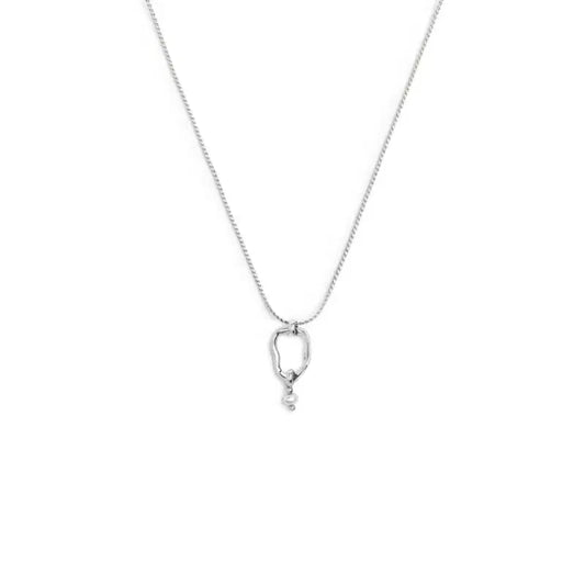Collana catena serpentine con centrale a forma organica con perla