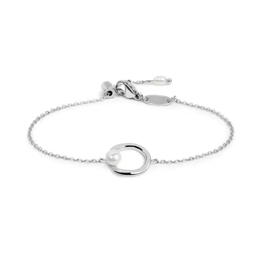 Bracciale catena con centrale a forma organica con perla