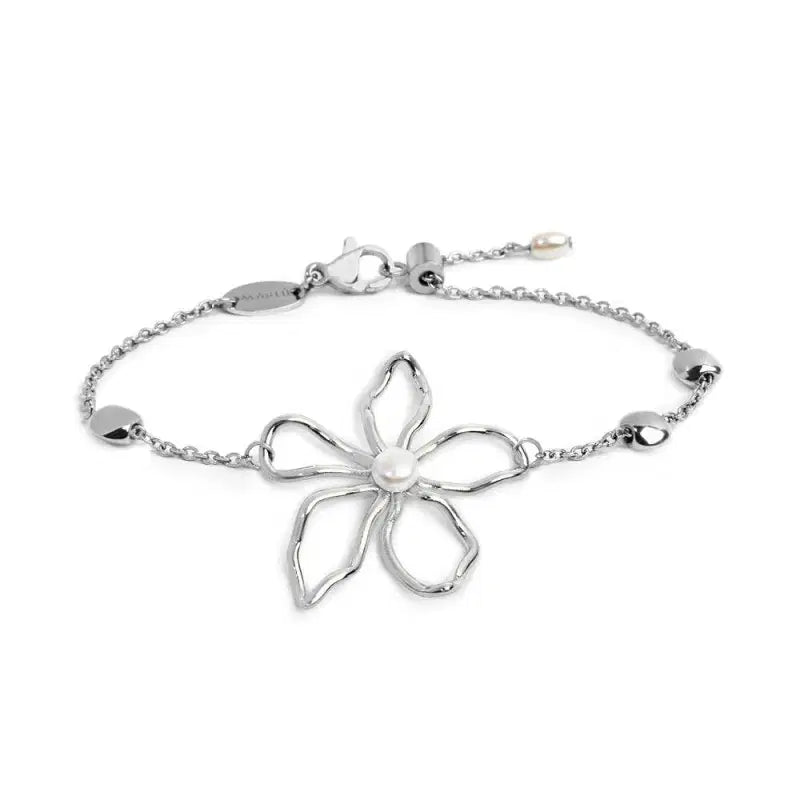 Bracciale fiore con perla centrale
