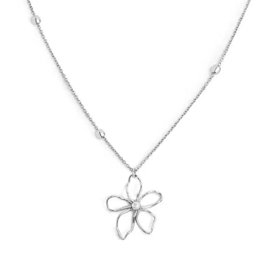 Collana fiore con perla centrale