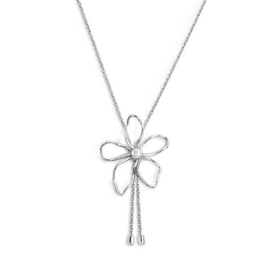 Collana fiore saliscendi con perla centrale