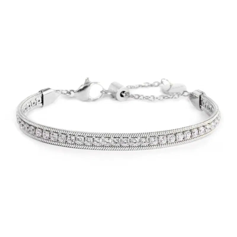 Bracciale tennis zirconi baguette catena snake squadrata