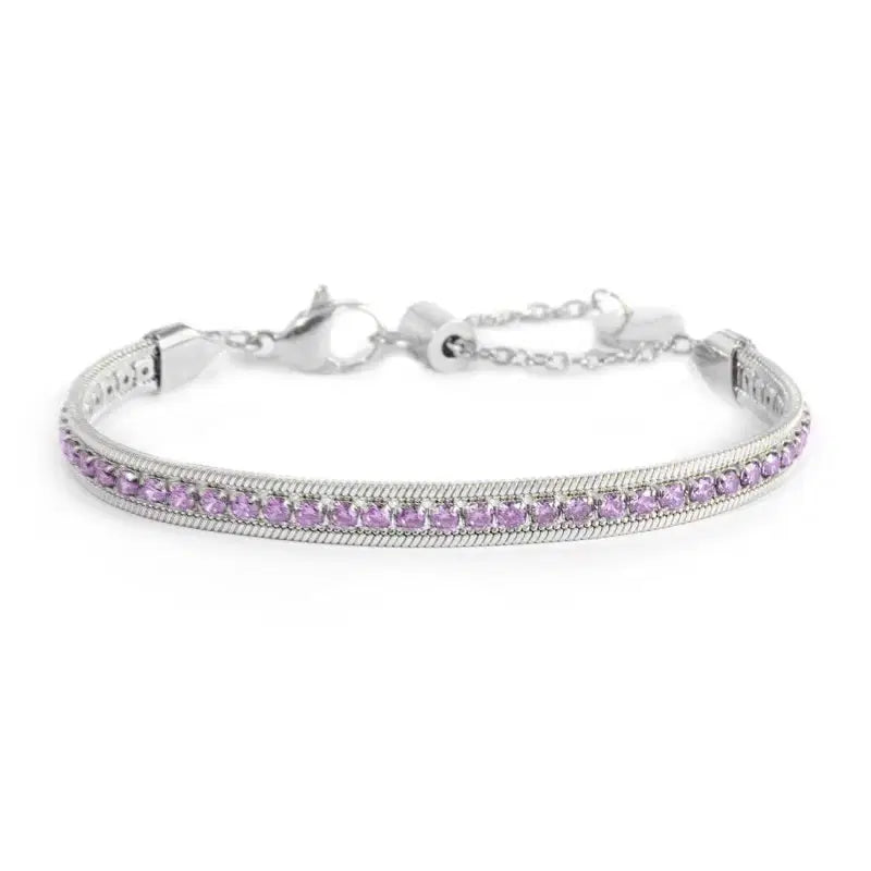 Bracciale tennis zirconi baguette catena snake squadrata