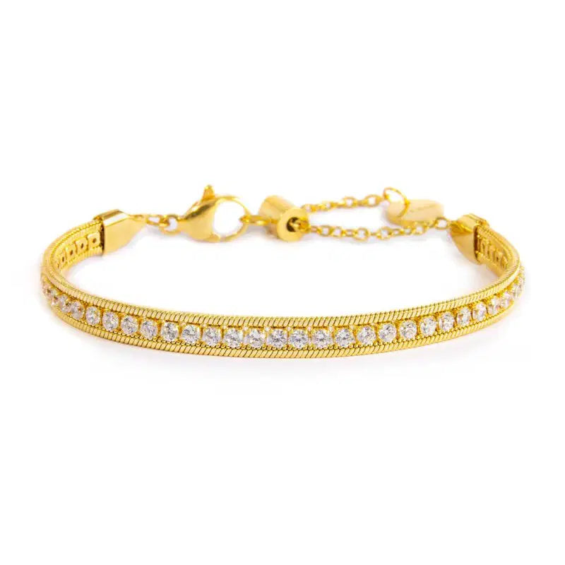 Bracciale tennis zirconi baguette catena snake squadrata