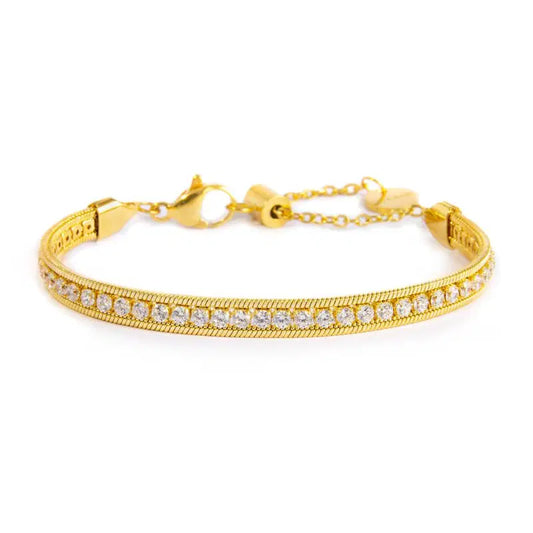 Bracciale tennis zirconi baguette catena snake squadrata