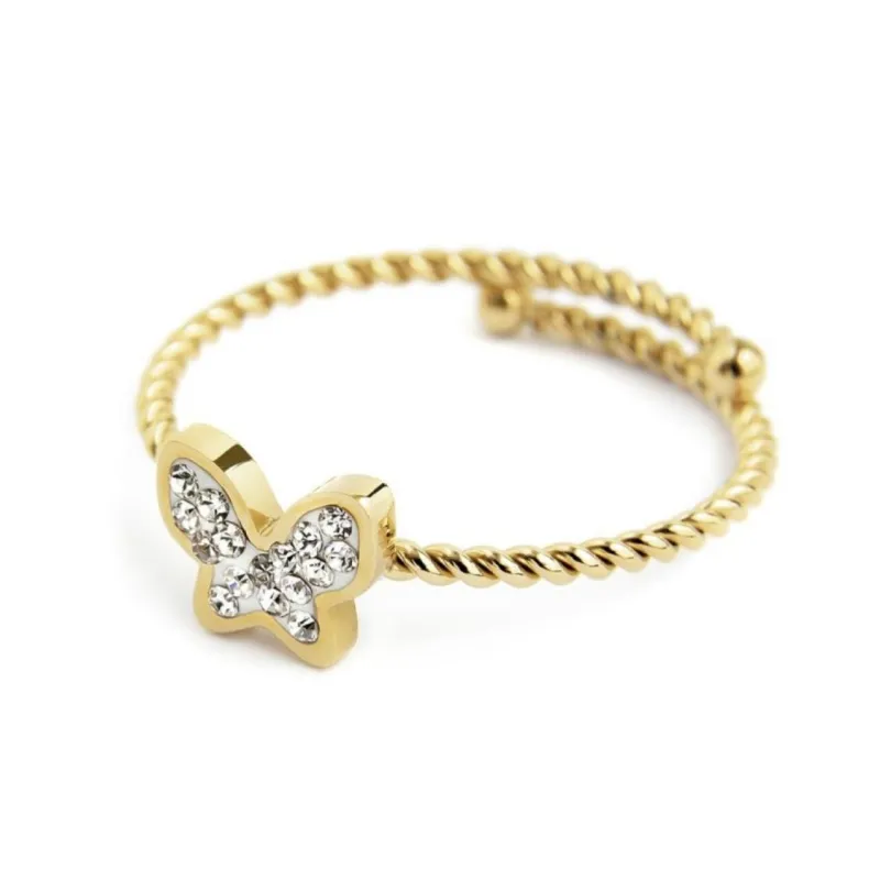 Anello farfalla con cristalli