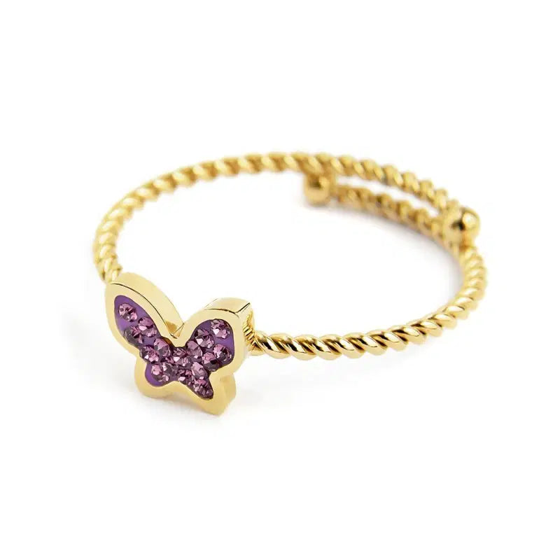 Anello farfalla con cristalli