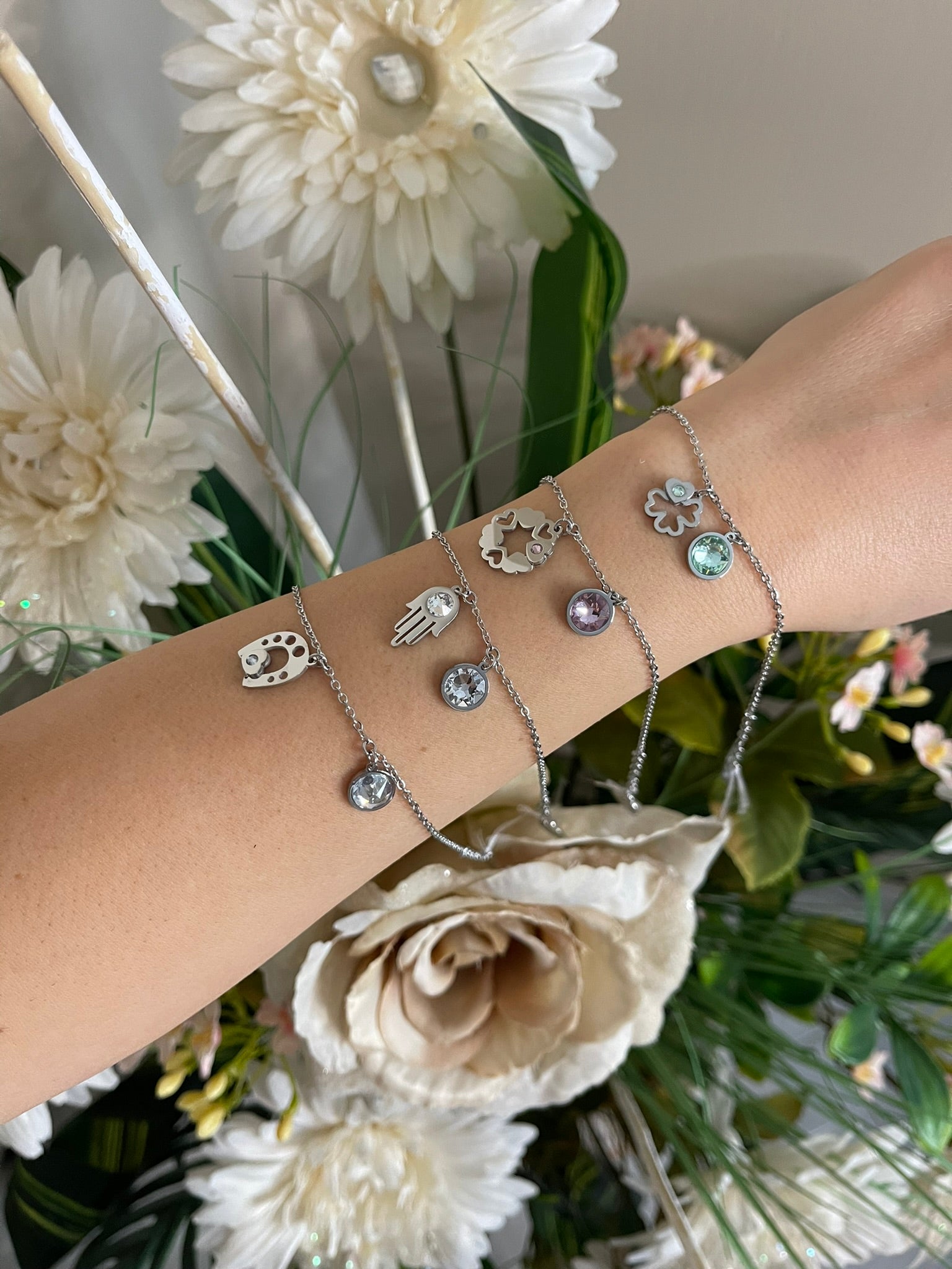 Boccadamo - Bracciali in Acciaio con Charm Portafortuna e Cristalli