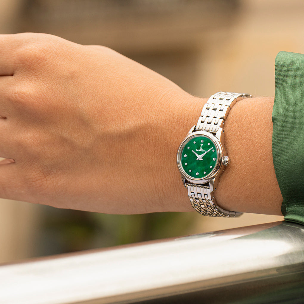 OROLOGIO FESTINA MADEMOISELLE F20749/5 VERDE CINGHIA ACCIAIO INOSSIDABILE, DONNA