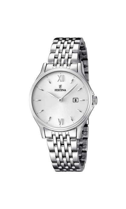 OROLOGIO FESTINA CLASSICS F16748/2 BIANCO CINTURINO IN ACCIAIO, DONNA