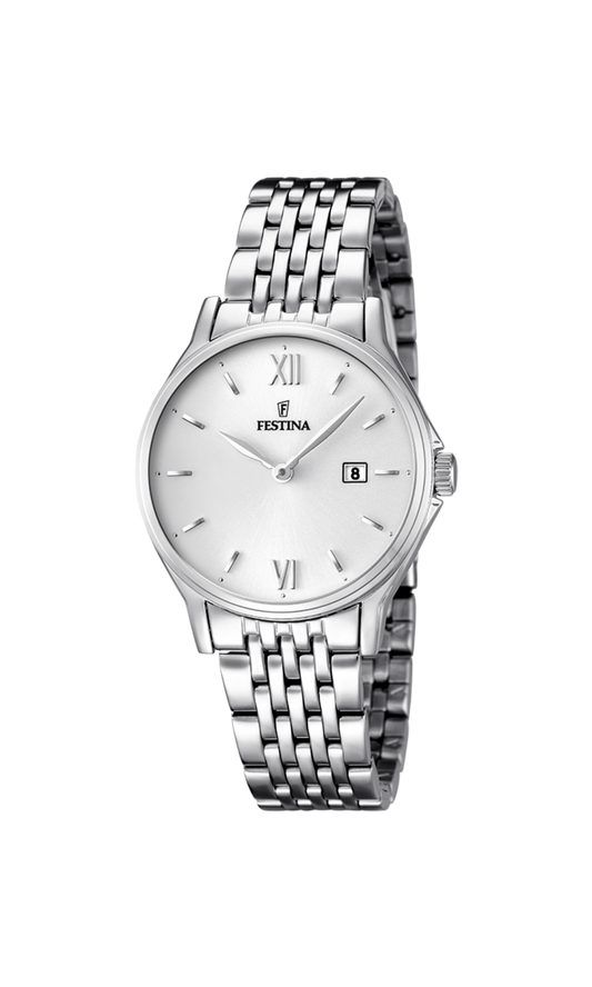 OROLOGIO FESTINA CLASSICS F16748/2 BIANCO CINTURINO IN ACCIAIO, DONNA