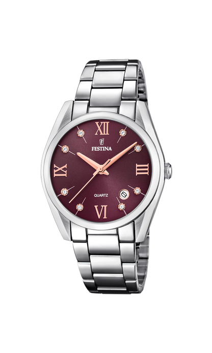 OROLOGIO FESTINA COLLEZIONE BOYFRIEND F16790/E BORDEAUX CINTURINO IN ACCIAIO, DONNA
