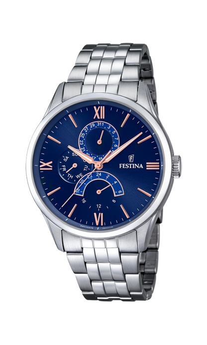 OROLOGIO FESTINA RETRO F16822/3 BLU CON CINTURINO IN ACCIAIO, UOMO