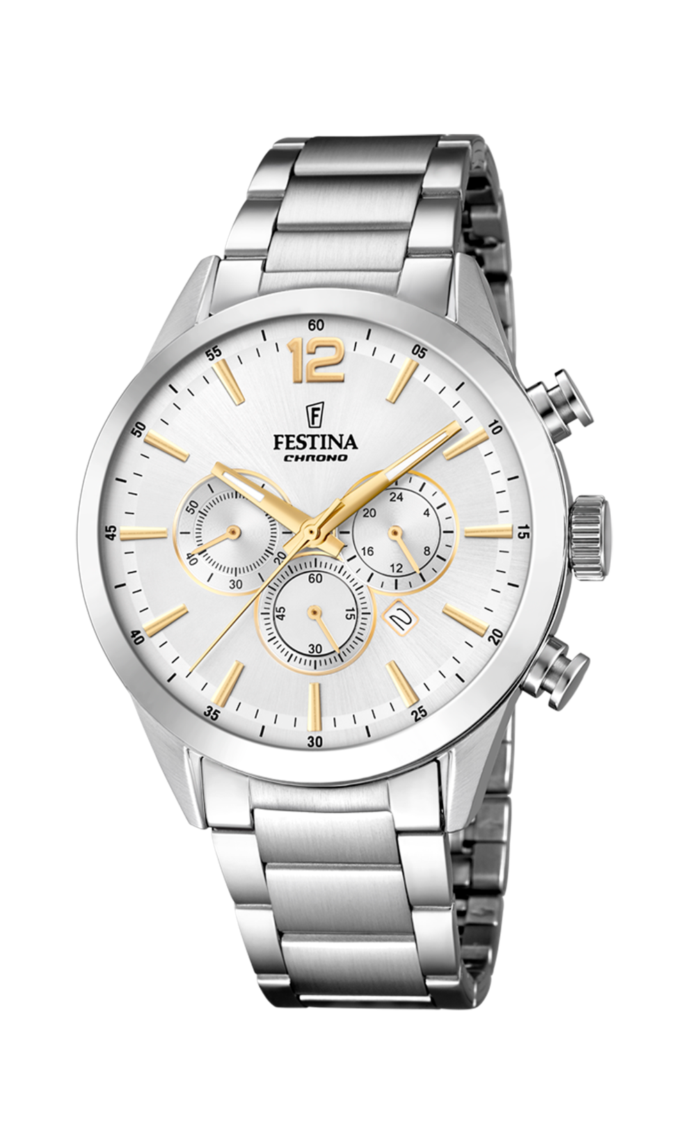 OROLOGIO FESTINA TIMELESS CHRONOGRAPH F20343/1 ARGENTO CON CINTURINO IN ACCIAIO, UOMO.