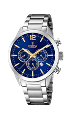 OROLOGIO FESTINA TIMELESS CHRONOGRAPH F20343/2 BLU CINTURINO IN ACCIAIO, UOMO