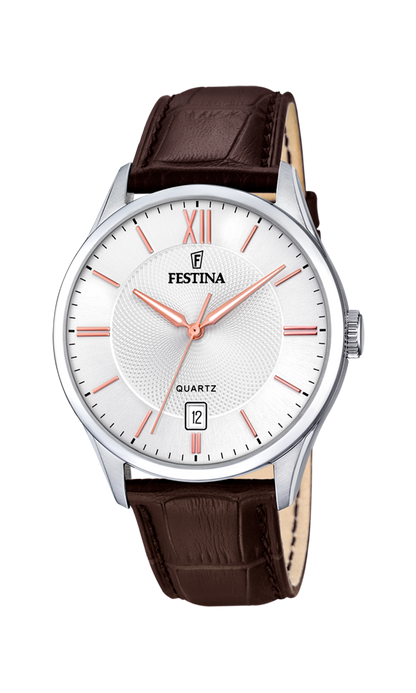 OROLOGIO FESTINA CLASSICS F20426/4 BIANCO CON CINTURINO IN PELLE, UOMO