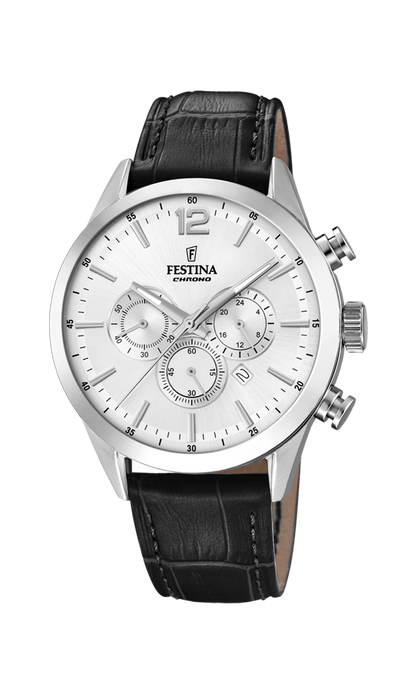 OROLOGIO FESTINA TIMELESS CHRONOGRAPH F20542/1 ARGENTO CON CINTURINO IN PELLE, UOMO