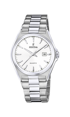 OROLOGIO FESTINA CLASSICS F20552/2 BIANCO CINTURINO IN ACCIAIO, UOMO