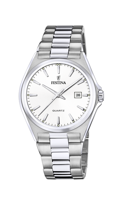 OROLOGIO FESTINA CLASSICS F20552/2 BIANCO CINTURINO IN ACCIAIO, UOMO