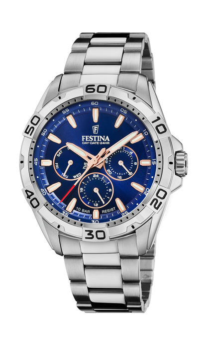 OROLOGIO FESTINA F20623/2 AZZURO CINTURINO IN ACCIAIO INOSSIDABILE 316L, UOMO