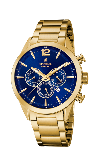 OROLOGIO FESTINA TIMELESS CRONOGRAFO F20633/2 BLU CON CINTURINO IN ACCIAIO INOSSIDABILE 316L, UOMO.