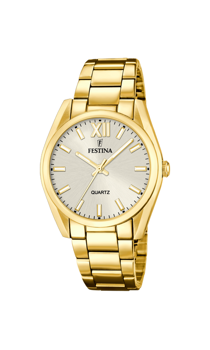OROLOGIO FESTINA F20640/1 CHAMPAGNE CINTURINO IN ACCIAIO INOSSIDABILE 316L, DONNA